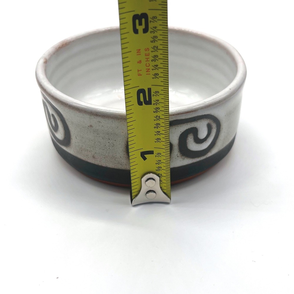 Tenby Pottery Small Bowl Trinket Black White Swirl Pattern MCM‎ Signed Vintage - Picture 7 of 7